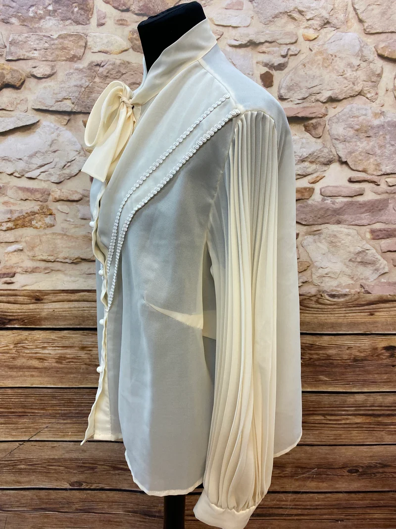 Schluppenbluse - Vintage - Ivory - Größe XL