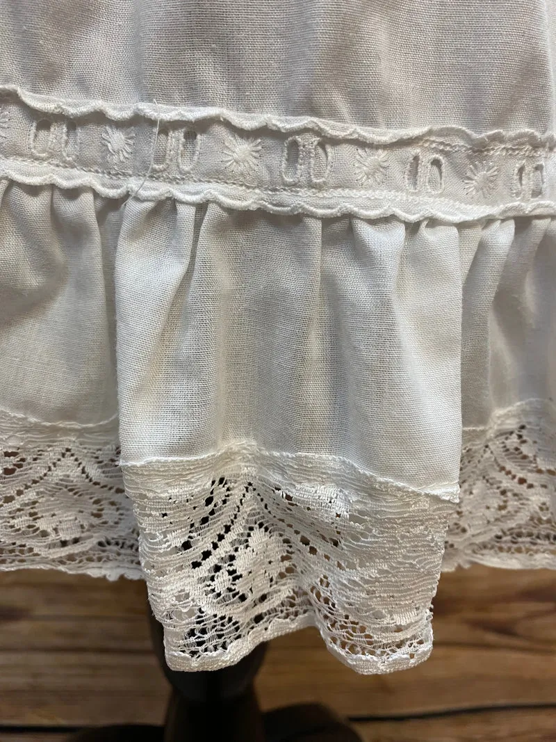 Vintage Unterrock weiß Baumwolle Spitze Midi Gr. 40