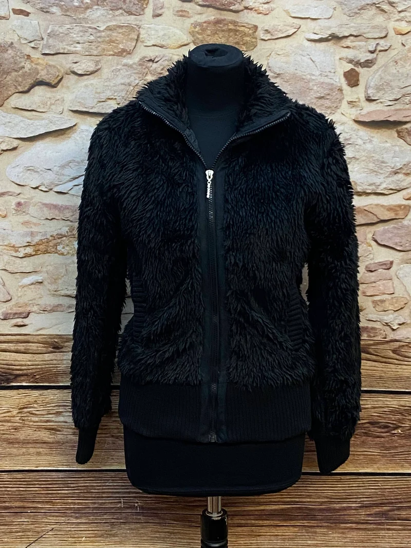 Vintage Teddyjacke in Schwarz, Gr. S