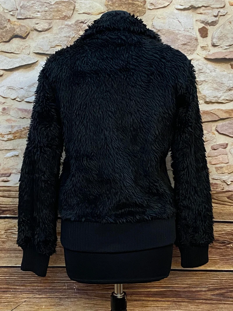 Vintage Teddyjacke in Schwarz, Gr. S