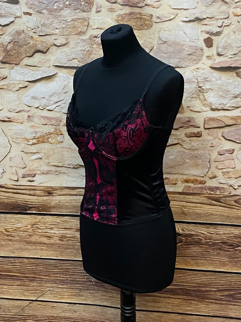 Korsett schwarz pink Gr.36