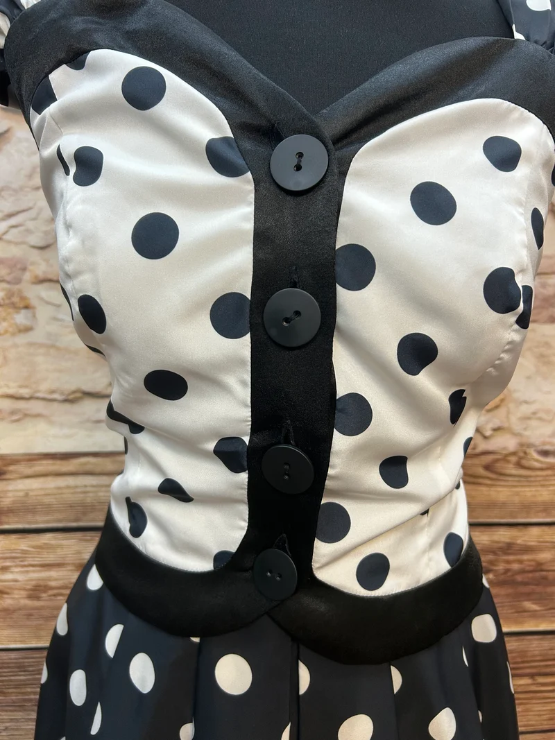 Vintage Outfit, Punkte-Kleid-Set Größe 42