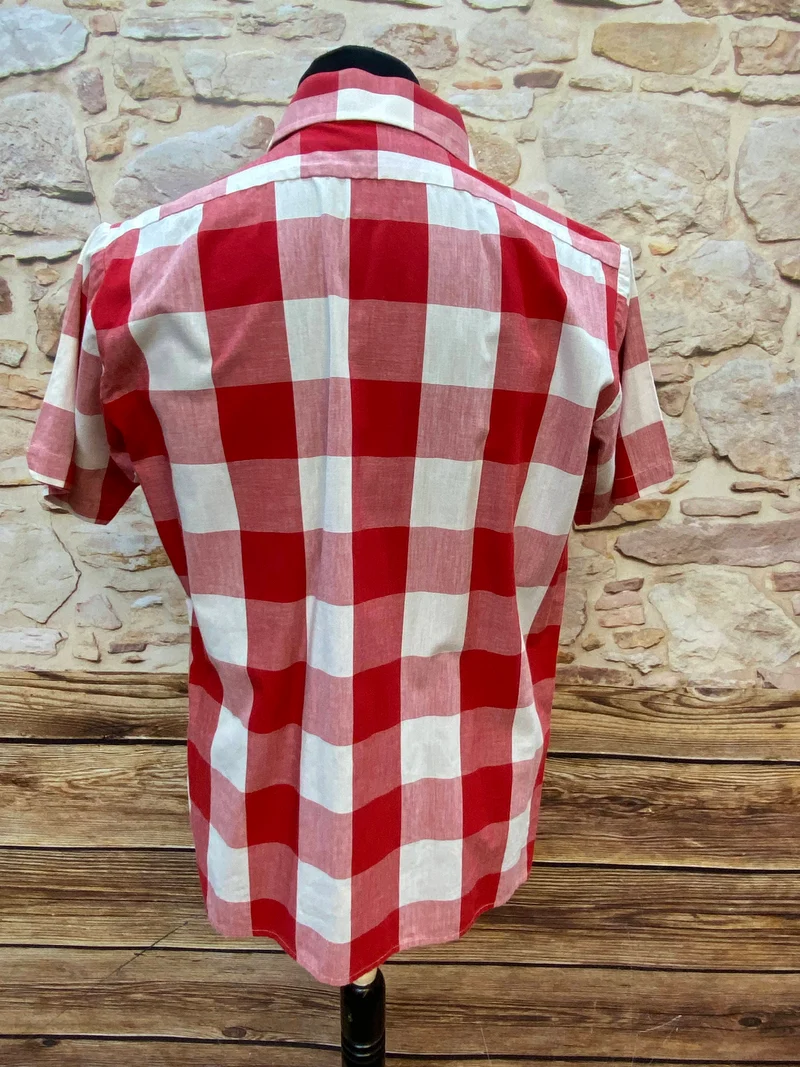 Rot-Weißes Vintage Kurzarmhemd