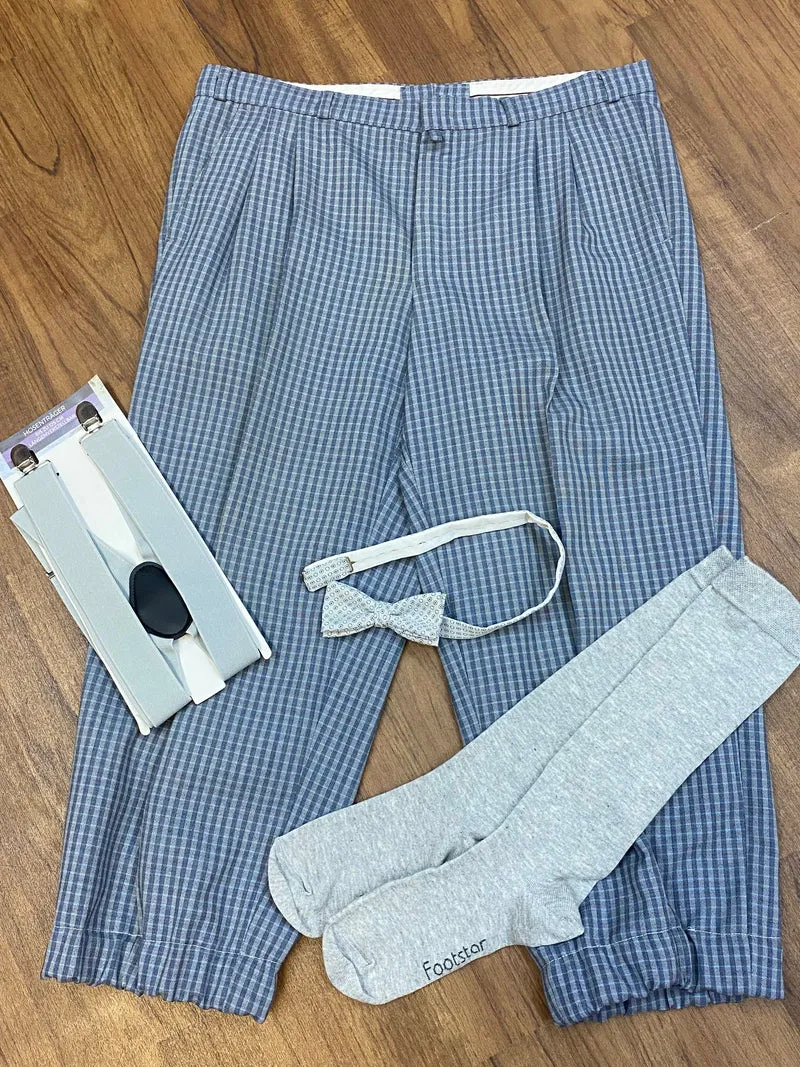 Kariertes Knickerbocker Hosen-Set Herren Gr. 50 – 4-teilig