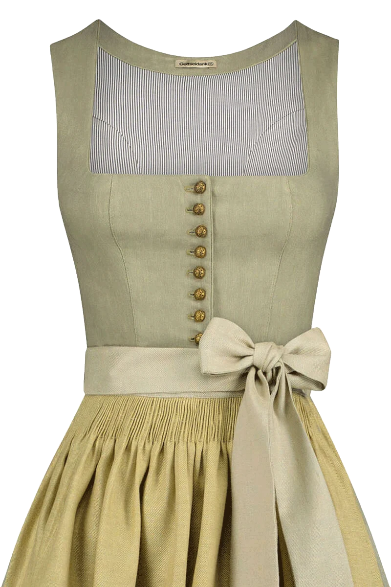 Stretchdirndl Leinen Goldfarbene Knöpfe