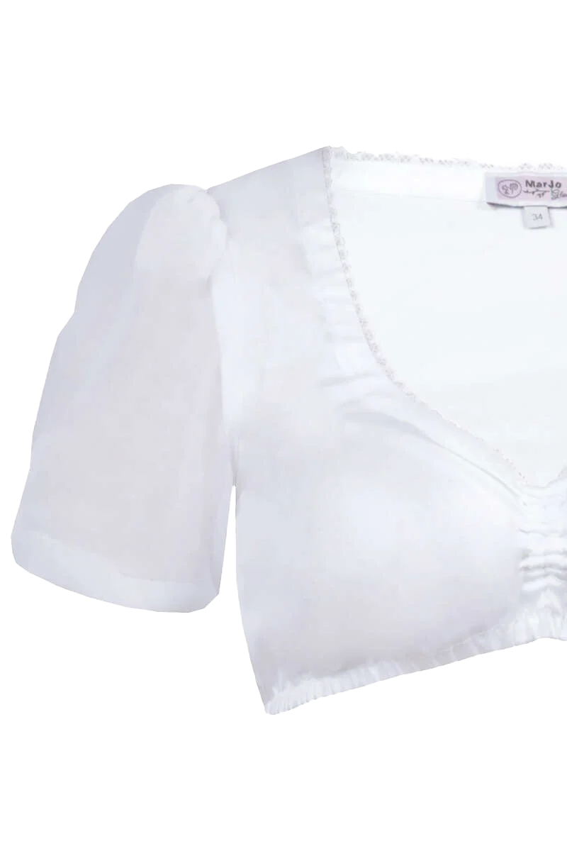 Dirndlbluse Rundhalsausschnitt mit Spitze