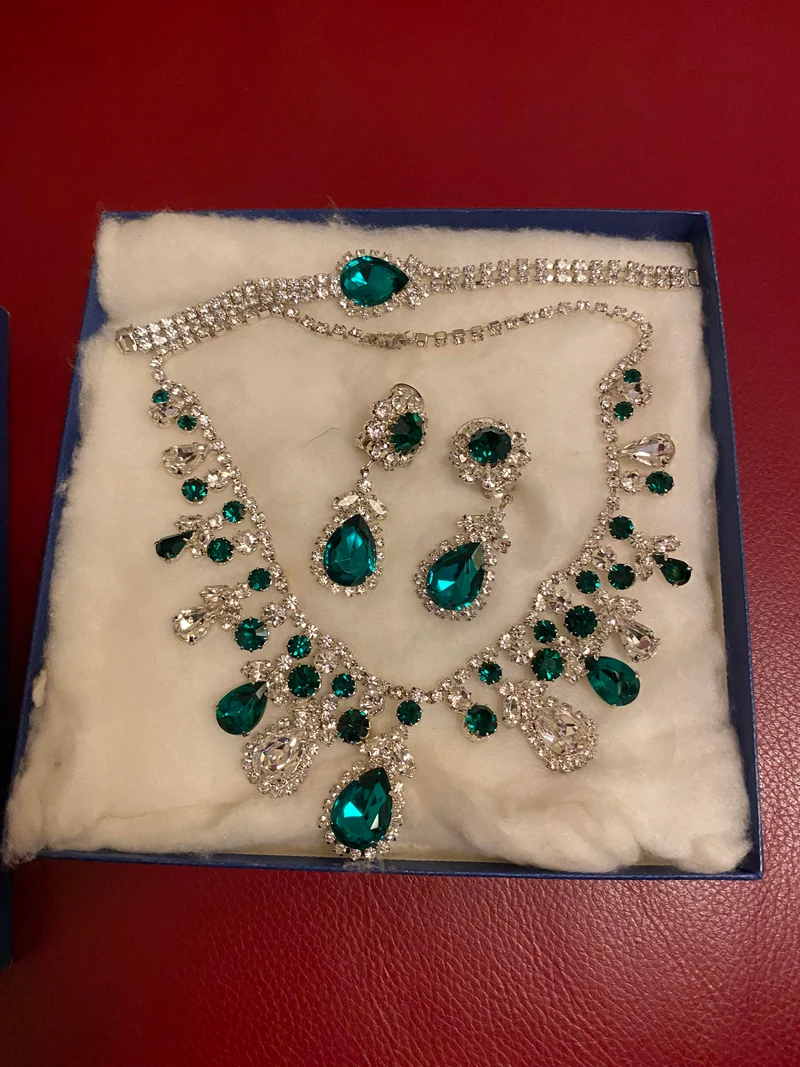Vintage Schmuckset mit Collier, Armband und Ohrclips