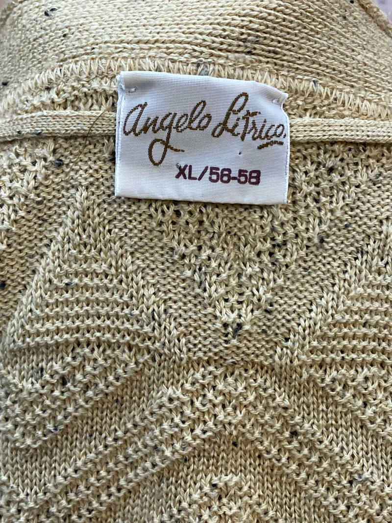 Vintage 80er Herren Strickjacke Beige XL – Strukturstrick Cardigan True Vintage