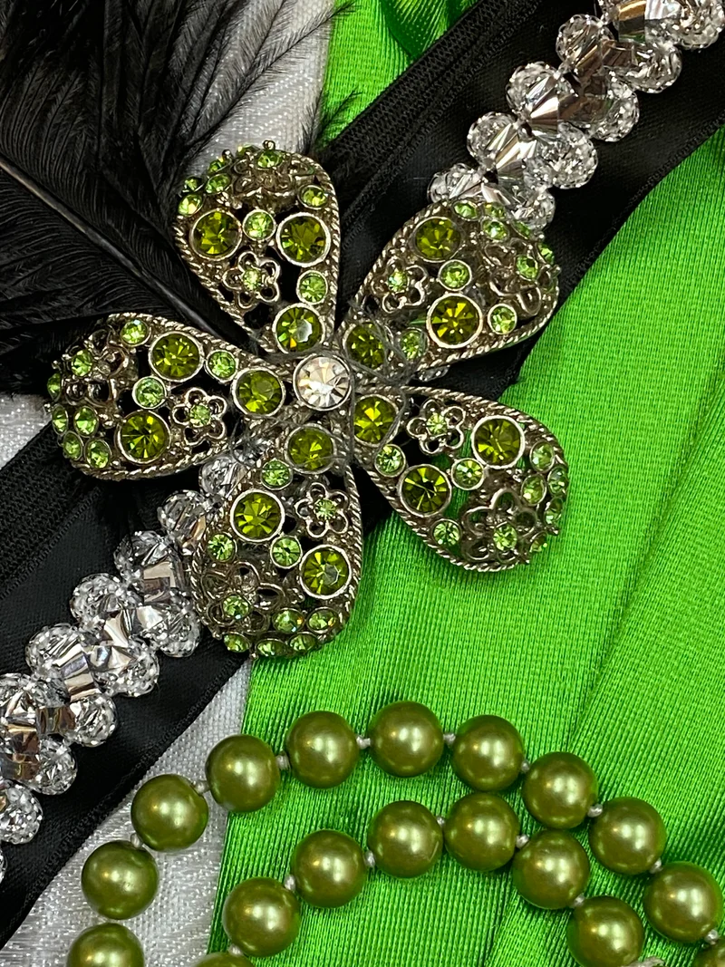 Charleston Gatsby 20er Jahre Set in Smaragdgrün – Damen