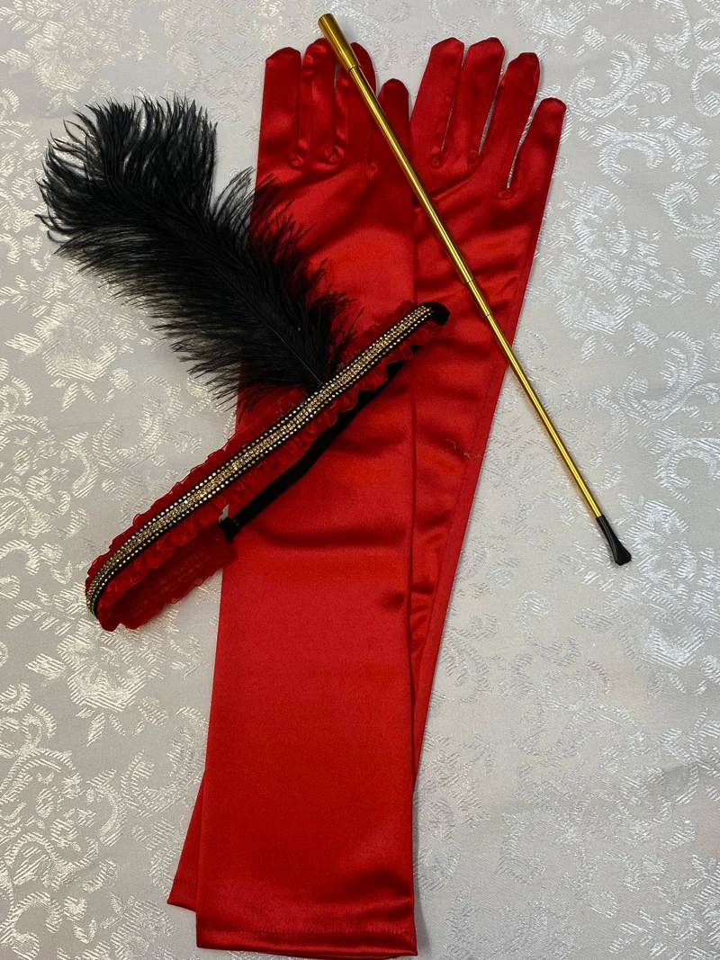Charleston 20er Jahre Damen Set in Rot/Gold