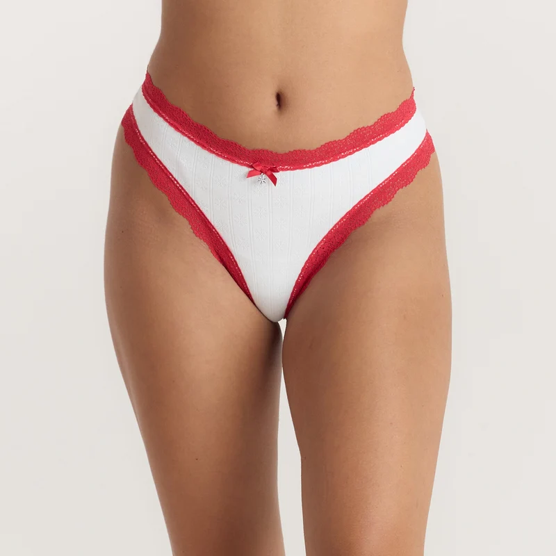 Schneeflocken-Strings (2er-Pack) - Rot/Weiß