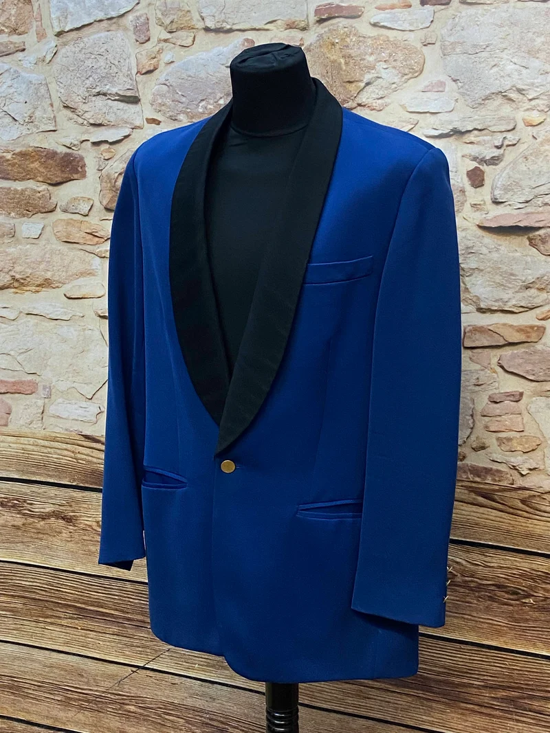 Royalblauer Vintage Smoking-Blazer – Gr. 50/52