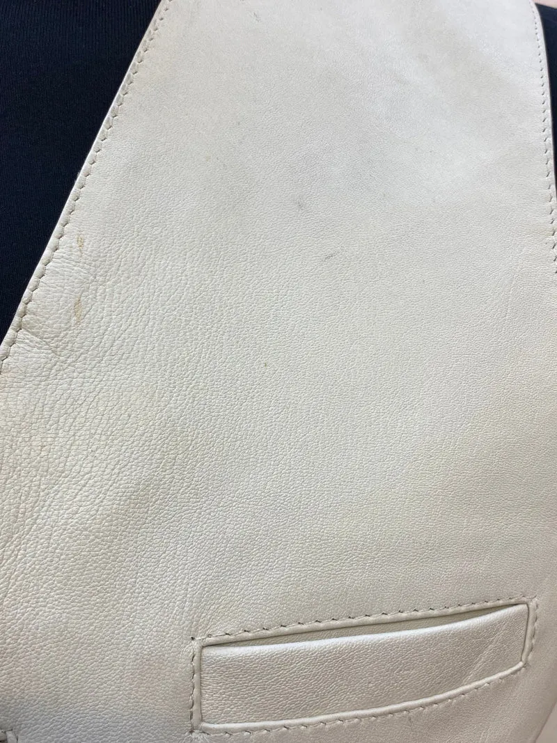 Lederweste - Vintage – Creme, Gr. L