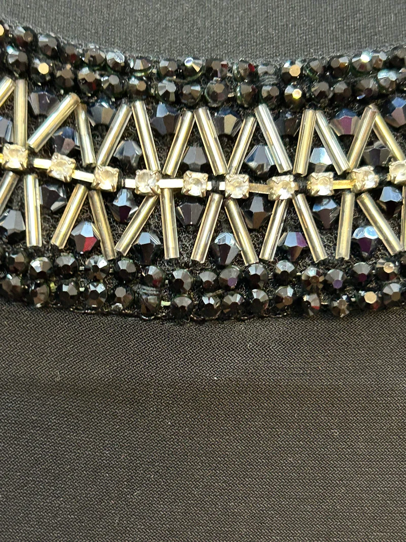 Vintage Abendkleid schwarz Glitzerkragen Lyman Gr. 36