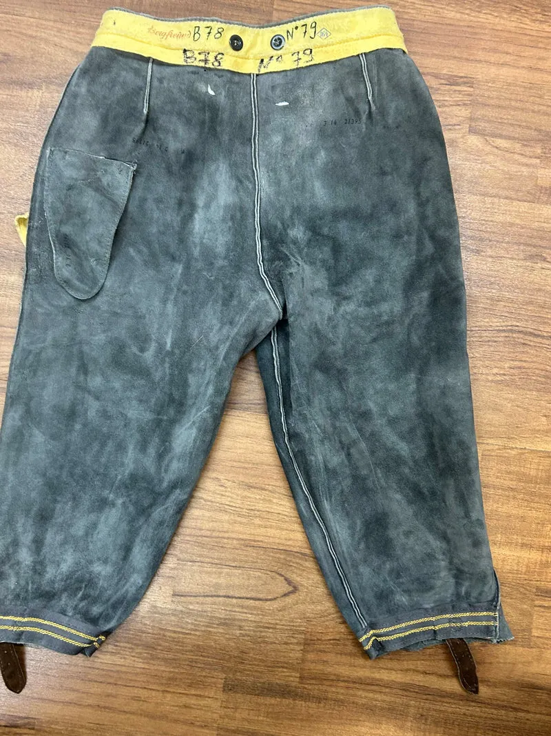 Vintage Kniebundlederhose Herren Bergfreund 1960er–1970er Grau Echtleder Gr. 44