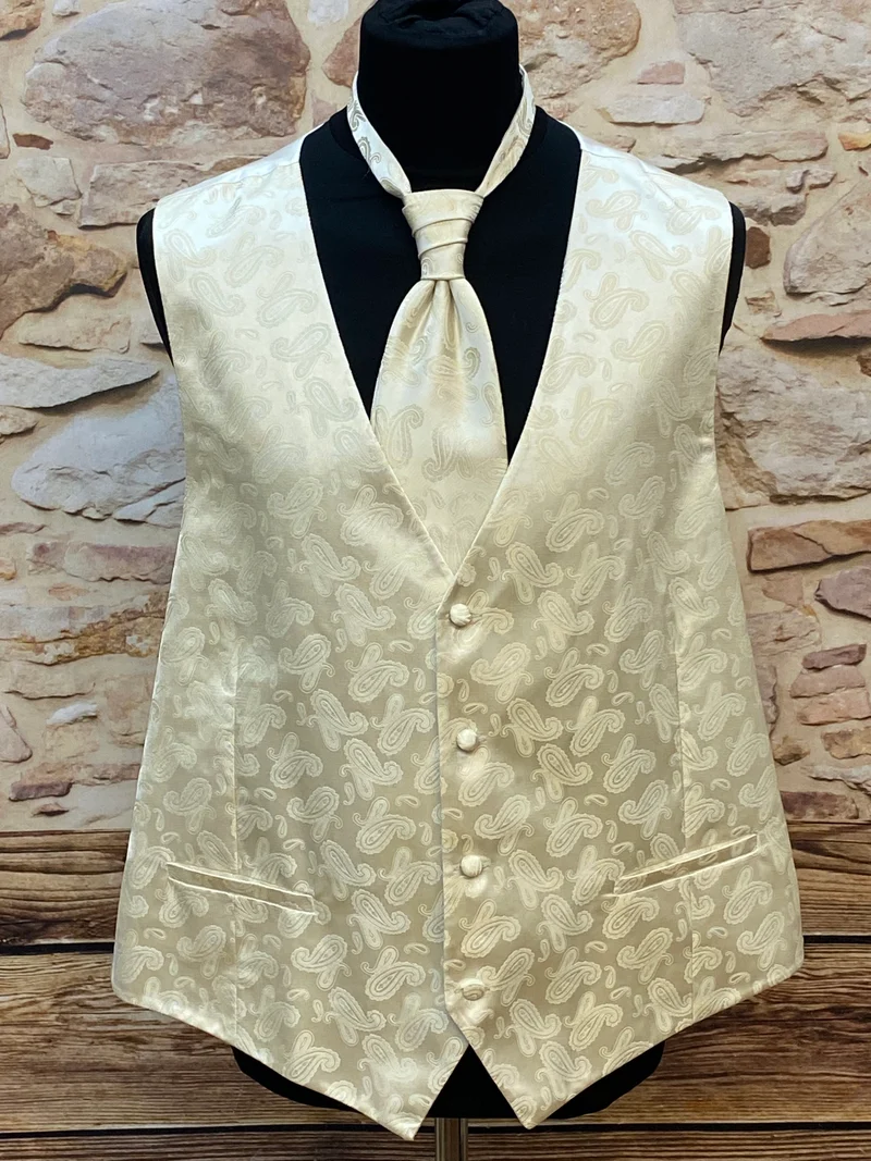 Hochzeitsweste creme Alexander Dobell Set Krawatte Gr. 64