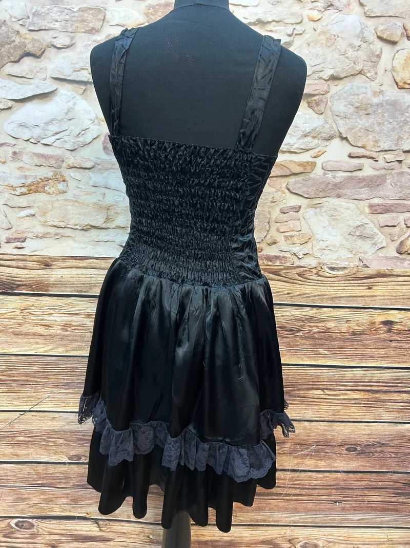 Vintage Trägerkleid mit Spitze – Schwarze Eleganz im Retro-Stil (Größe 36)