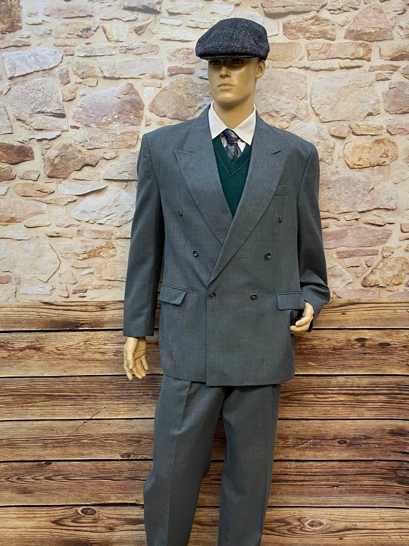 Vintage Doppelreiher-Outfit grau – Größe 54