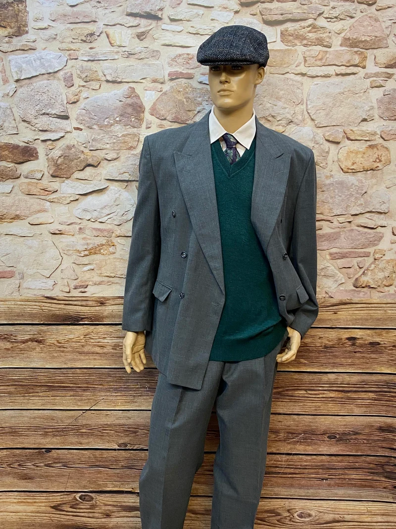 Vintage Doppelreiher-Outfit grau – Größe 54