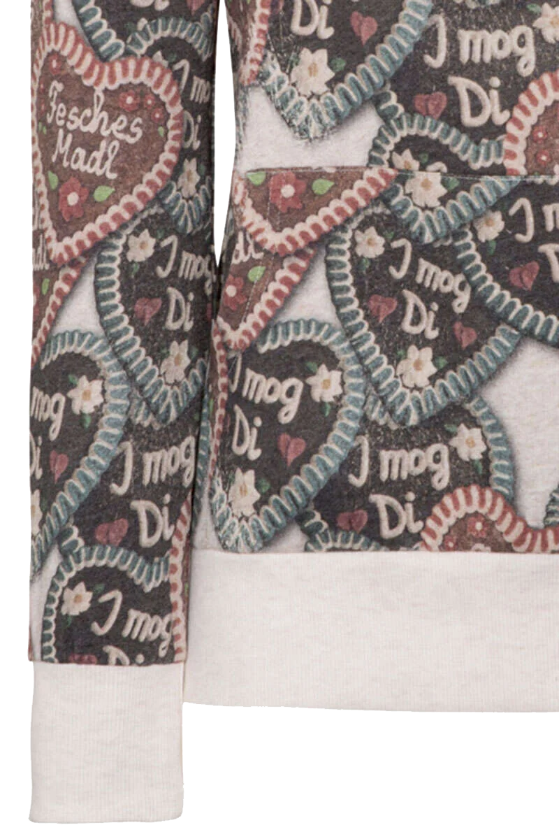 Damen Kapuzen-Hoodie mit Lebkuchenherzen