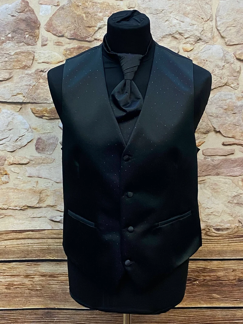 Hochzeitsweste Wilvorst schwarz Set Plastron Gr. 50 elegant