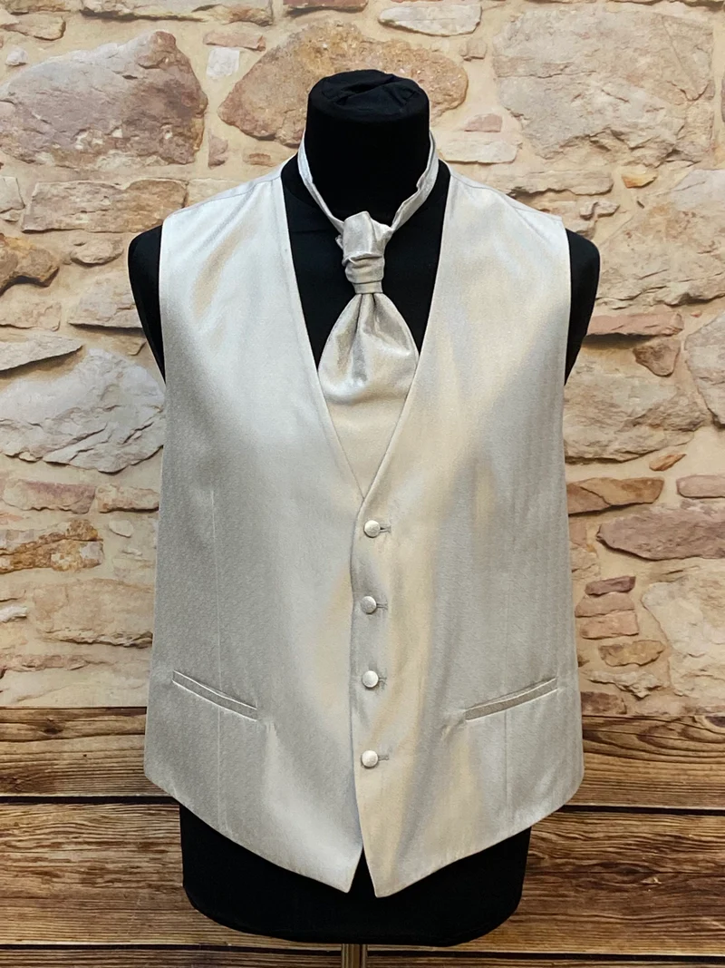 Hochzeitsweste Wilvorst elfenbein Set Plastron Gr. 54 elegant