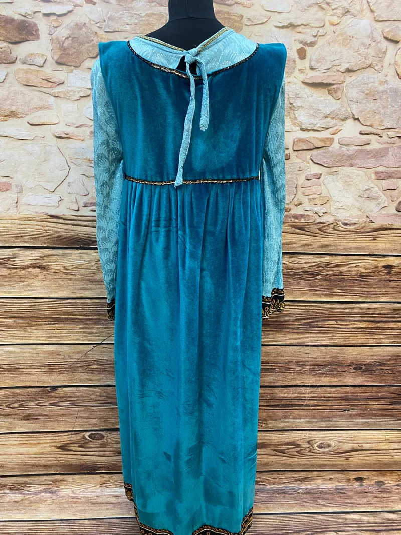 Theaterkostüm Renaissance Stil | Blau-Samt & Brokat | Gr. 42 | Mittelalter Kleid