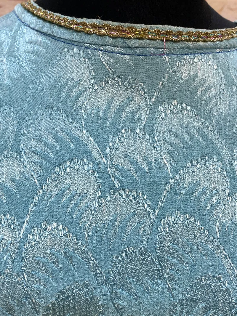 Theaterkostüm Renaissance Stil | Blau-Samt & Brokat | Gr. 42 | Mittelalter Kleid