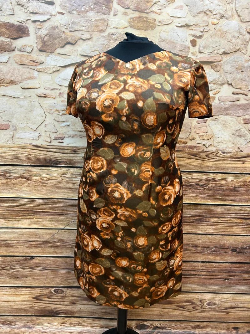 Vintage 60er Jahre Kleid mit Rosenprint | Handmade | Gr. 46