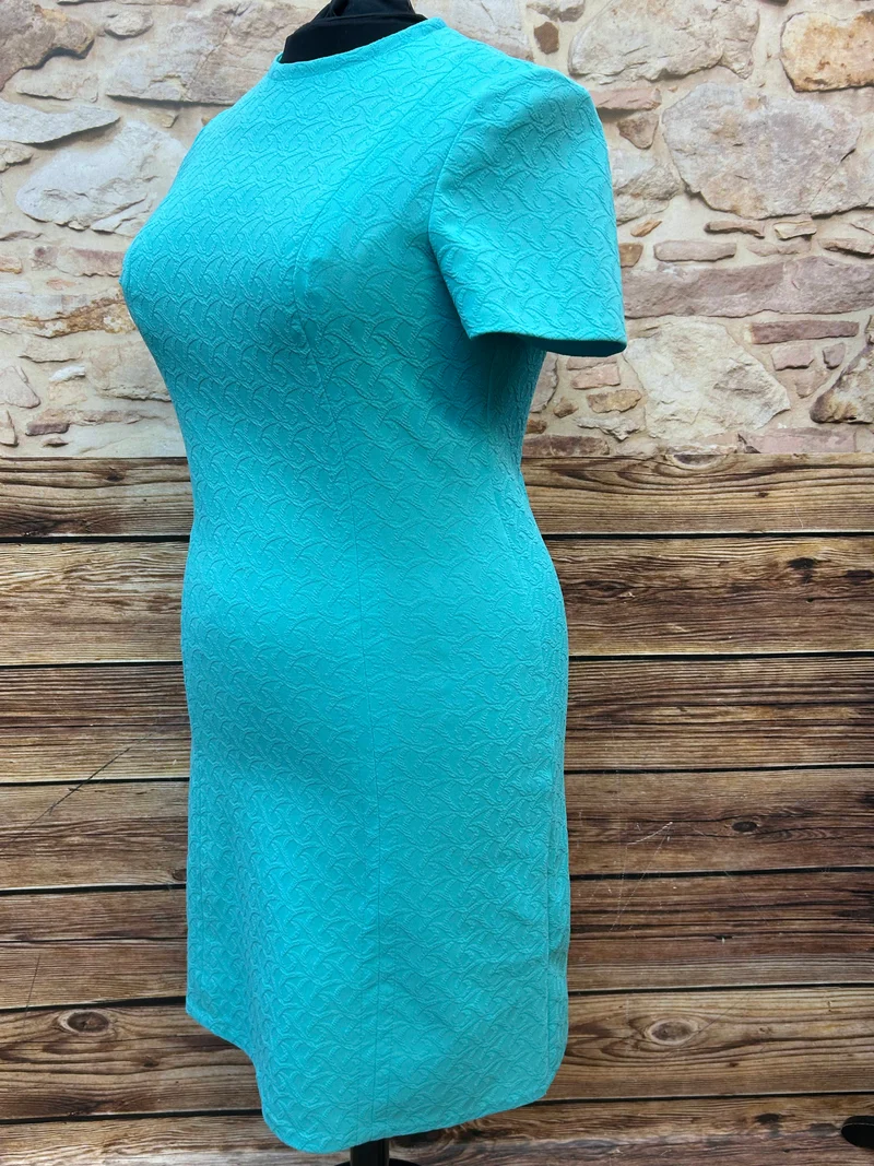 Vintage Etui-Kleid in Türkis – Gr. 46