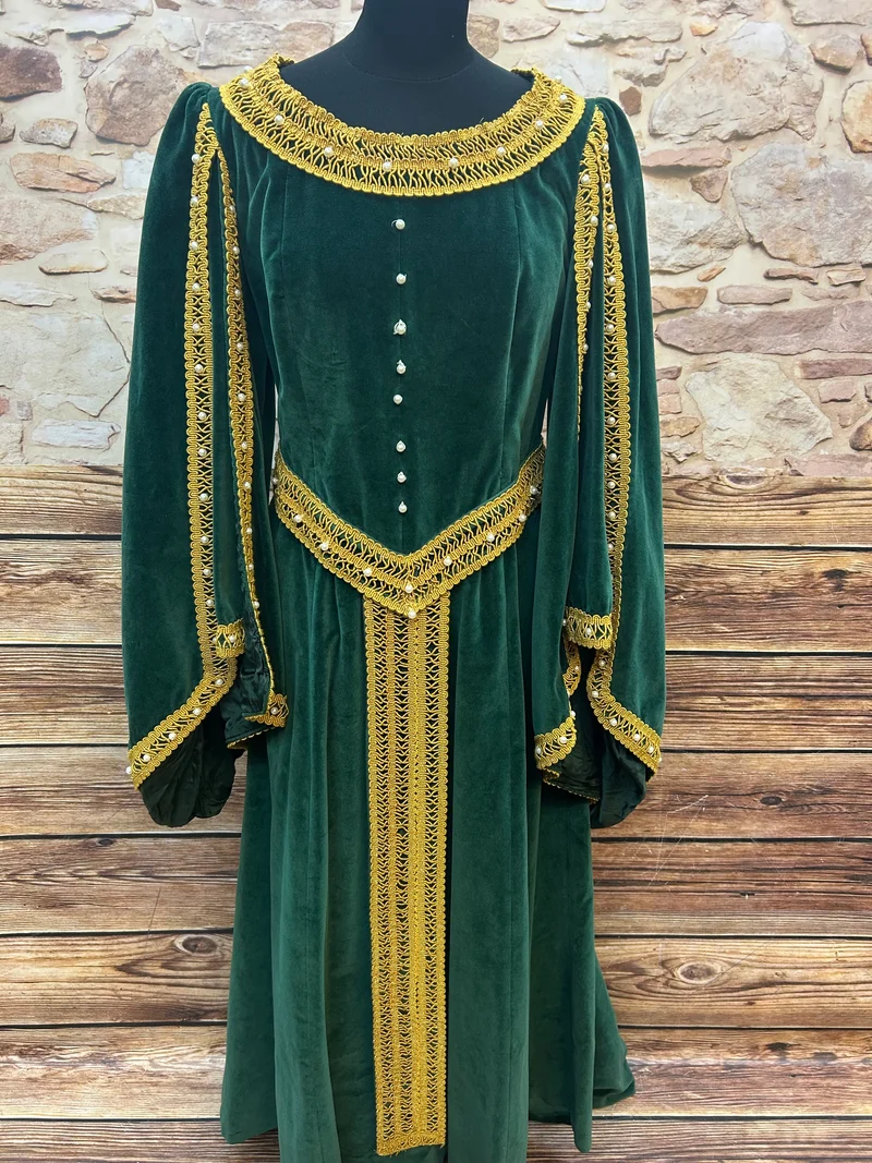 Mittelalterliche Kleid in Samt: Vintage Damen Gewand Gr. 44