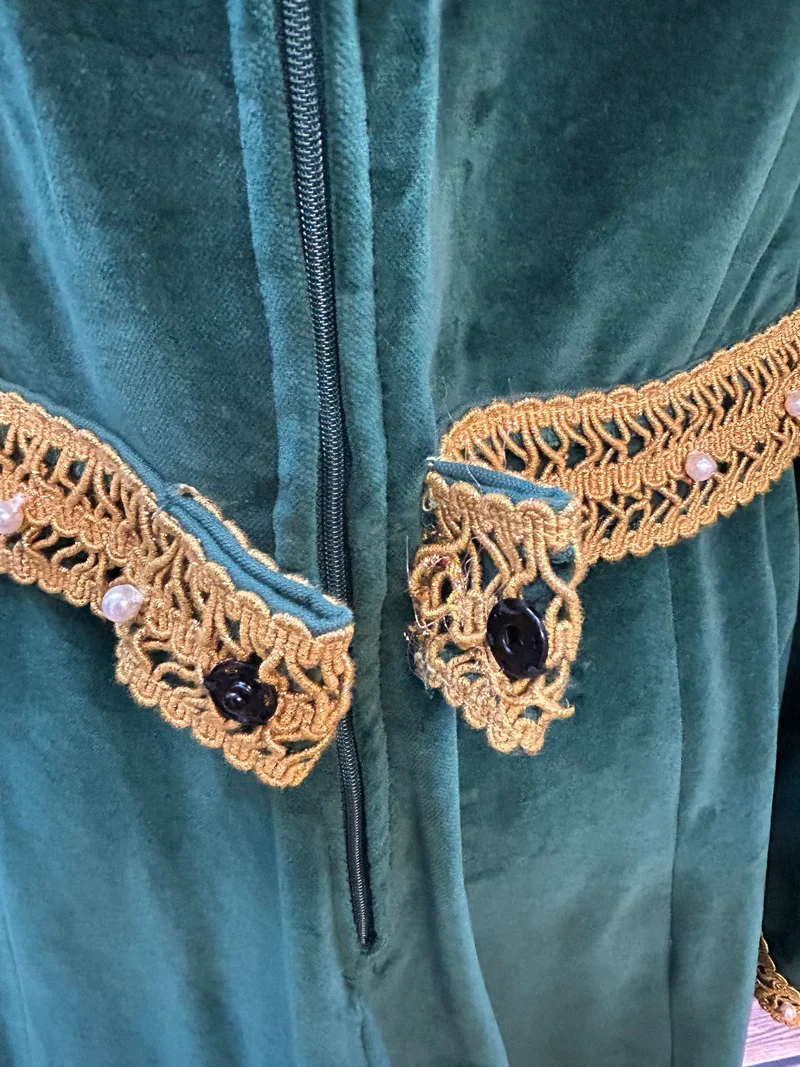 Mittelalterliche Kleid in Samt: Vintage Damen Gewand Gr. 44