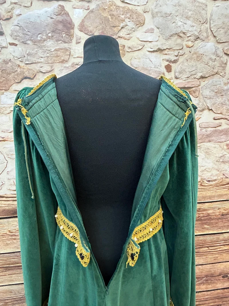 Mittelalterliche Kleid in Samt: Vintage Damen Gewand Gr. 44