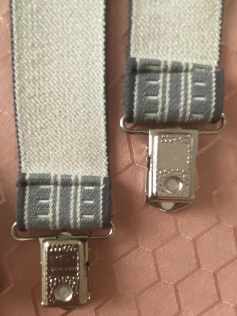 Vintage Herren-Hosenträger in Grau mit Geometrischem Muster