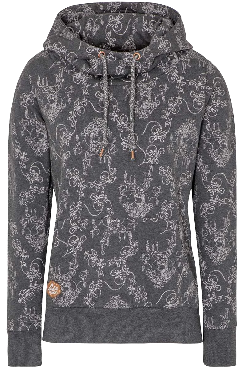 Damen Kapuzen-Sweat-Shirt mit Hirschmuster