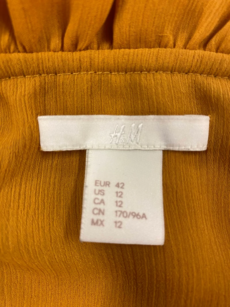 Vintage Schluppenbluse 2000er Sonnengelb mit Rüschenkragen – Größe 42