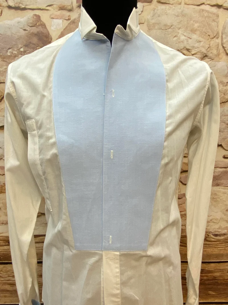 Vintage Smokinghemd Herren Sir Anthony England hellblau weiß Gr. 37 (70er/80er)