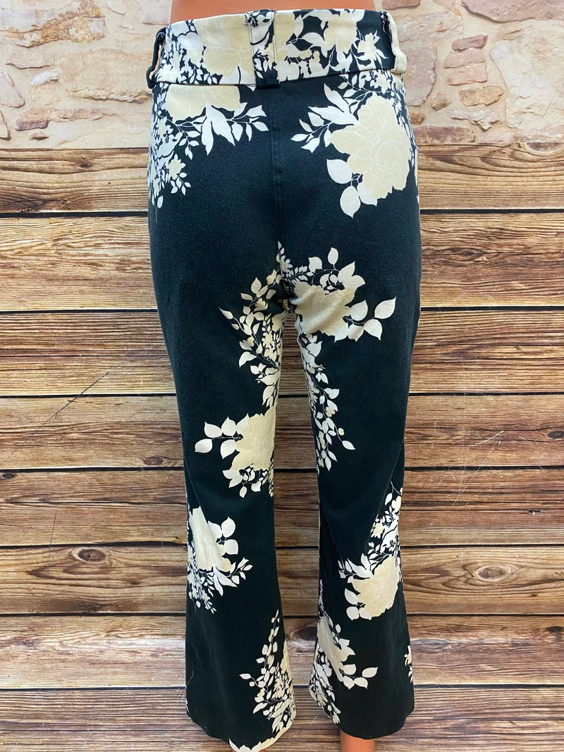 Retro- Hose mit Blumenmuster, 70er Jahre – Größe S