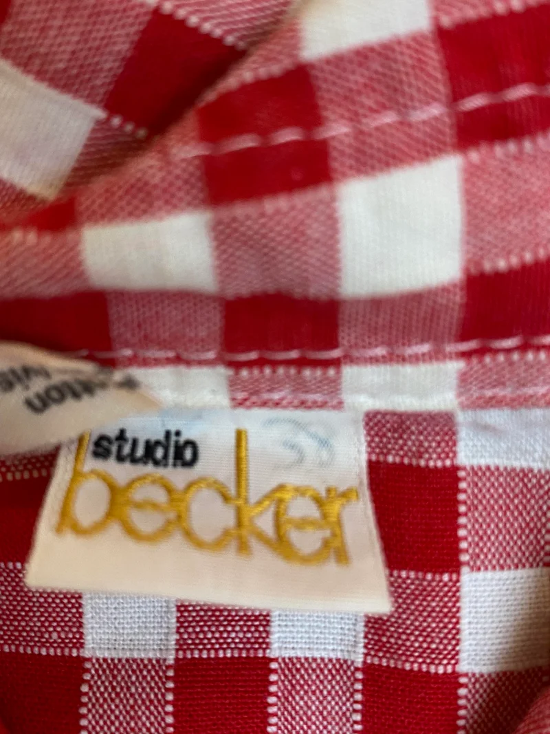 Vintage Trachtenbluse rot weiß kariert von Becker Gr. 38