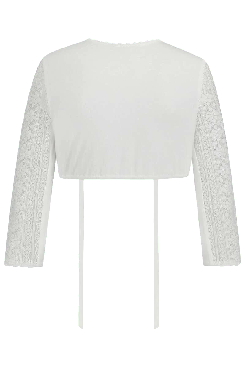 Hochgeschlossene Dirndlbluse aus Baumwolle mit Spitze