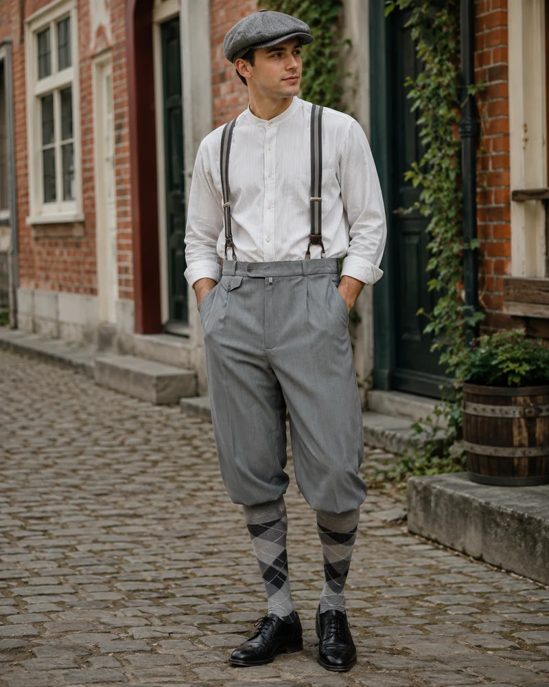 Graue Vintage Knickerbocker Hose Herren Gr. 54 – Gatsby-Look