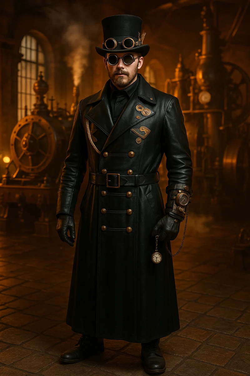 Steampunk Ledermantel – Größe 54