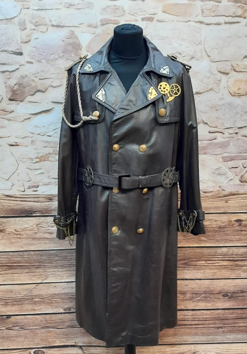Steampunk-Ledermantel Herren Gr. 28 – Unikat
