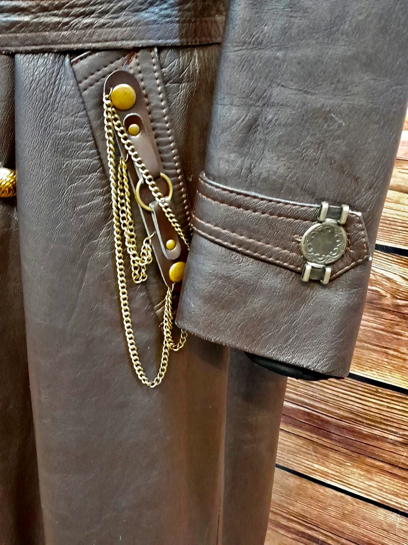 Steampunk Ledermantel Herren Gr. 52 in Braun