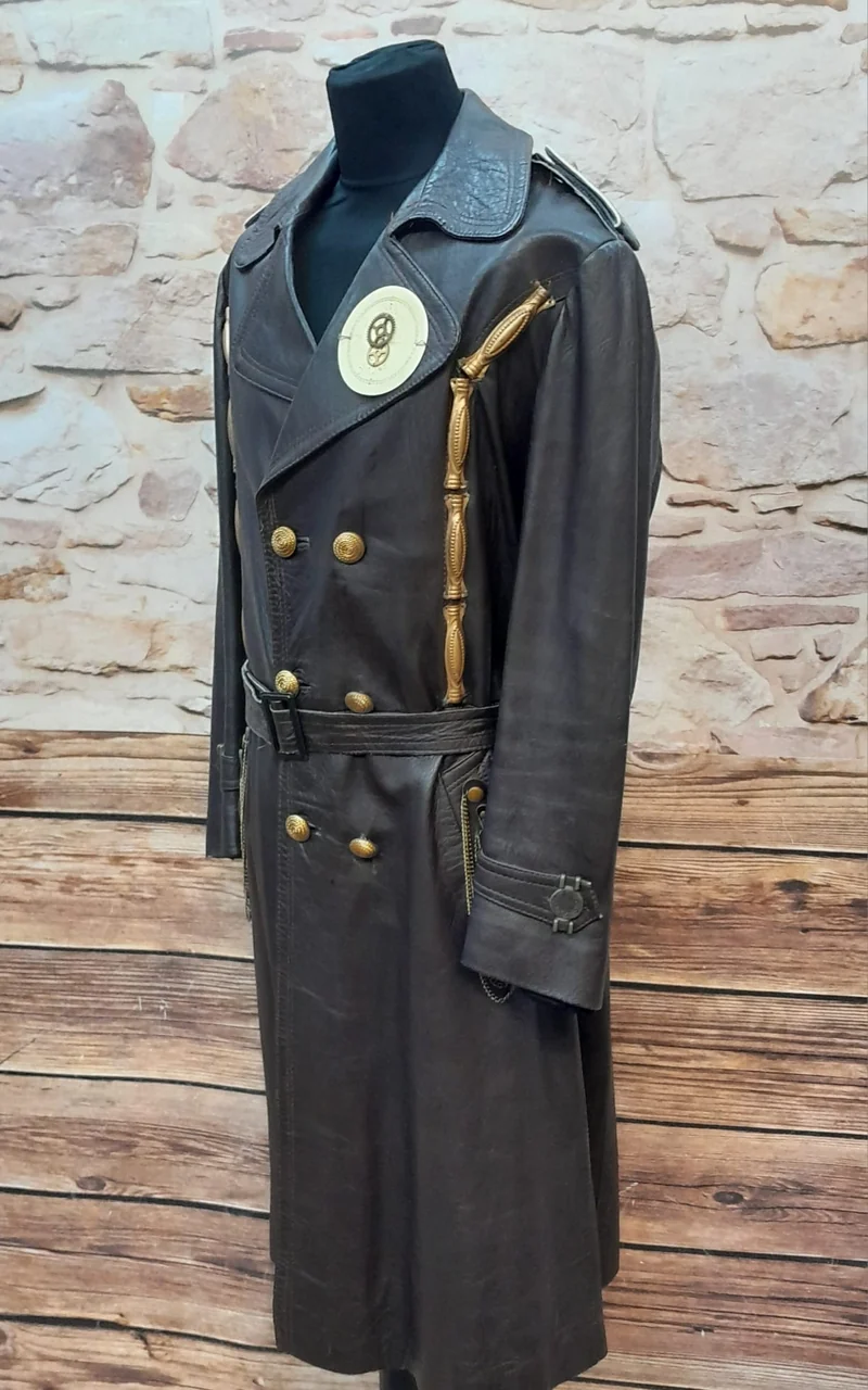 Steampunk Ledermantel Herren Gr. 52 in Braun