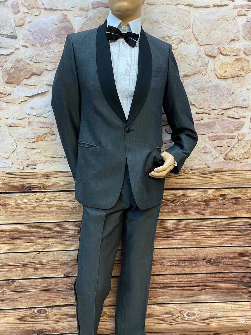 Vintage Smoking Herren Gr. 48 mit Hemd, Seidenfliege & Accessoires