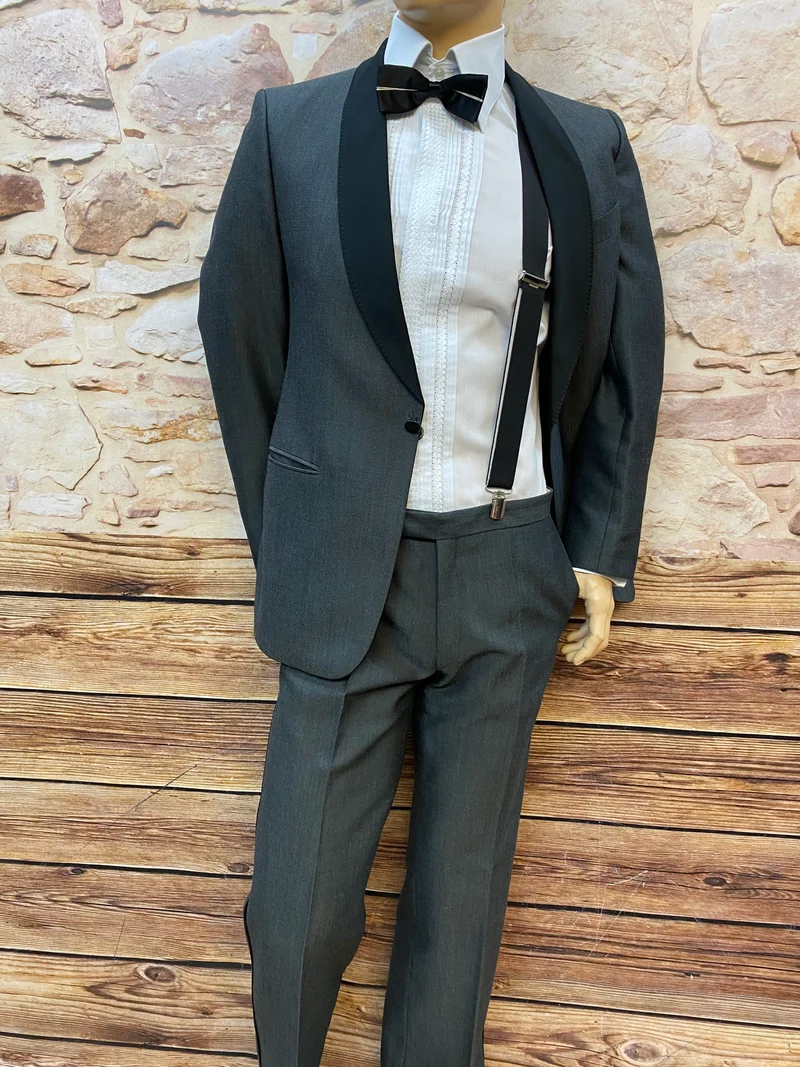 Vintage Smoking Herren Gr. 48 mit Hemd, Seidenfliege & Accessoires