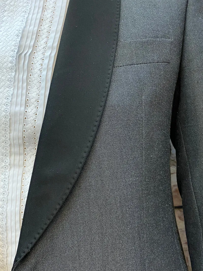 Vintage Smoking Herren Gr. 48 mit Hemd, Seidenfliege & Accessoires