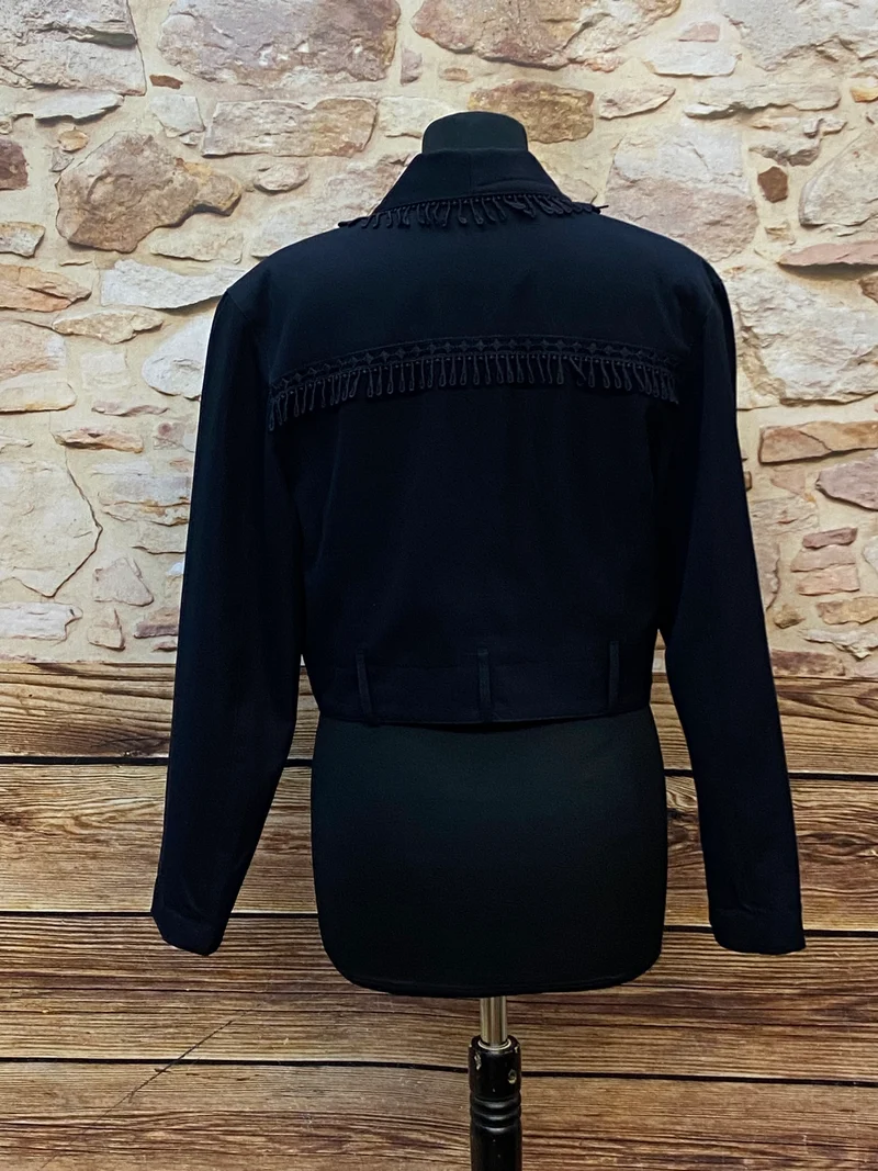 70er Jahre Schwarze Vintage-Jacke Gr.38