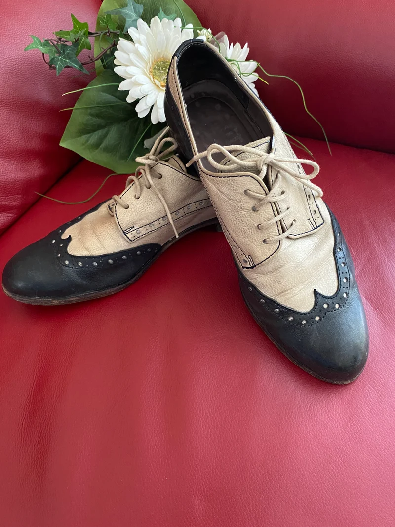 Spectator Schuhe zweifarbig Dunkelblau Leder Oxford Brogue Schuh Gr.41 Vintage